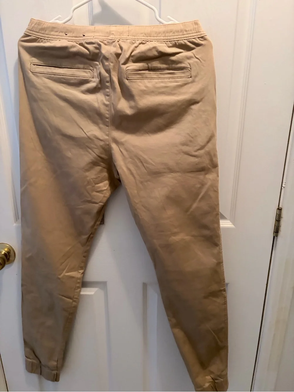 Hollister Men’s Beige Drawstring Joggers with Black Tie